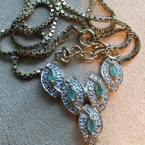 NWOT- 925 Italy Emerald Necklace with box chain